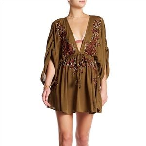 Free People FALL FP Pineapple Mini Dress Embroidered XS